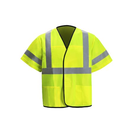 2W INTERNATIONAL Class 3 Light Weight Safety Vest, Large/X-Large, Lime, Class 3 EN533C-3 L/XL